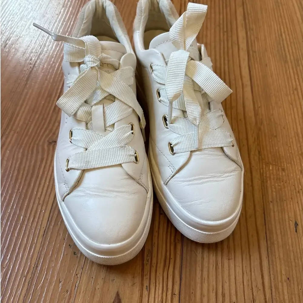 Gant Avona ivory white leather ribbon lace low‎ top sneakers SIZE 7.5